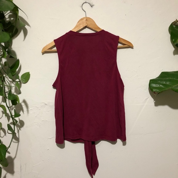 Leith Raspberry Front Tie Sleeveless Crop Top S - Picture 5 of 7